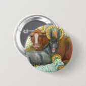 DIEREN VAN STABIEL, OX, DONKEY EN SCHAPEN RONDE BUTTON 5,7 CM (Voorkant /achterkant)