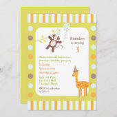 Dieren Verjaardagsfeest Platte Uitnodiging (Voorkant / Achterkant)