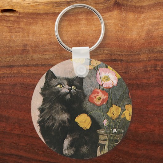 dieren, verkuilen Victoriaans keuken en bloemen Sleutelhanger (Voorkant)