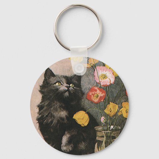 dieren, verkuilen Victoriaans keuken en bloemen Sleutelhanger (Achterkant)