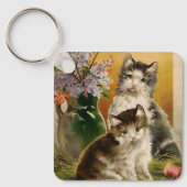  dieren, Victoriaans katten en bloemen Sleutelhanger (Voorkant)