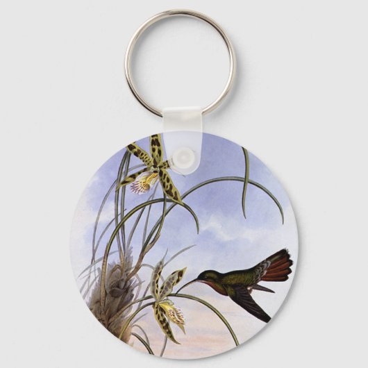  dieren, vogelbeestjes met orchidee sleutelhanger (Voorkant)