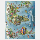 Dieren Wereldkaart grote deken (Voorkant)