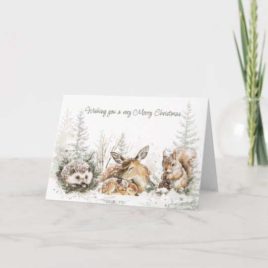 Dieren Winter Bos Kerstvakantie Kaart (Voorkant)