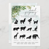 Dieren Zwangerschapsfeestje spel Kaart (Voorkant / Achterkant)