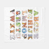 Dierenalfabet Letters ABCs Learning Fleece Deken (Voorkant (Horizontaal))