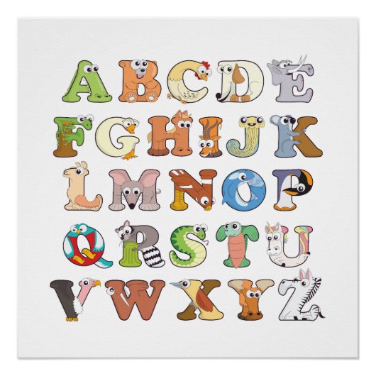 Dierenalfabet Letters ABCs Learning Perfect Poster (Voorkant)