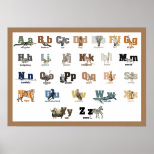 Dierenalfabet Nursery en Kind 28 x 20 Poster