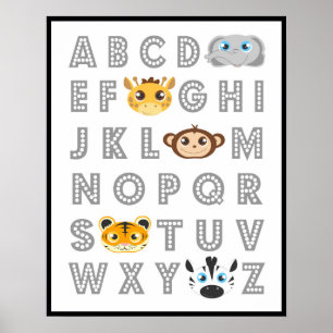 Dierenalfabet uit de Jungle Poster