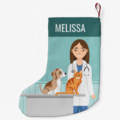 Dierenarts Dierenarts Aangepaste naam Kleine Kerstsok (Achterkant)