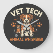 Dierenarts Dierenfluisteraar Schattigee Puppy Stet Grote Klok (Voorkant)