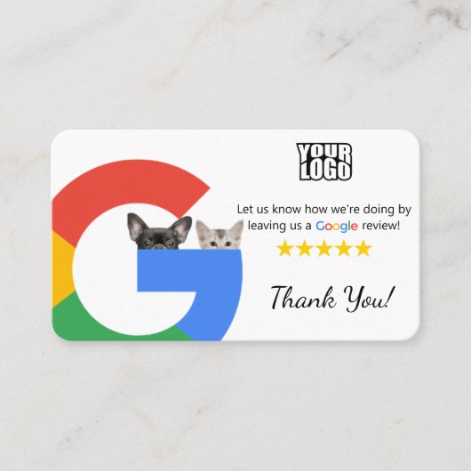 Dierenarts Google Review Sjabloon met QR-code Visitekaartje (Voorkant)