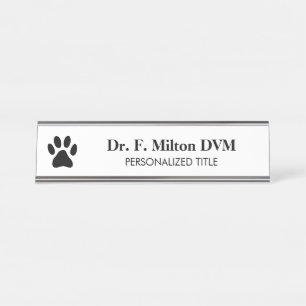 Dierenarts hondenpoot logo metalen bureau naam bor naambordje