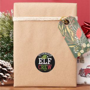 Dierenarts Kerst Elf Veterinaire Technicus Ronde Sticker