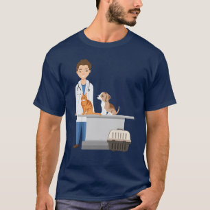 Dierenarts Man Veterinaire Kliniek Met Huisdier Ka T-shirt
