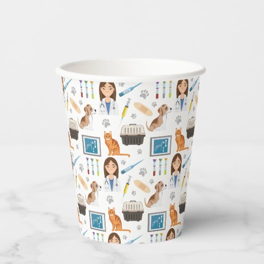 Dierenarts Medisch dierenarts DVM patroon Papieren Bekers (Voorkant)