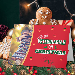 Dierenarts met Kerstmis Poot Katten- en Hondenvaka Feestdagen Kaart