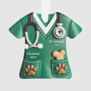 Dierenarts Scrub Shirt Gepersonaliseerd Ornament