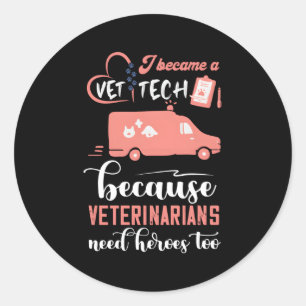 Dierenarts Vet Tech Heroes Vet Assistent Veterine Ronde Sticker