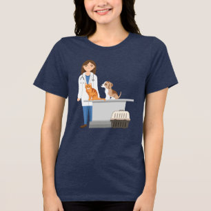 Dierenarts Vrouw Dierenkliniek Huisdier Dier Dokte Tri-Blend Shirt