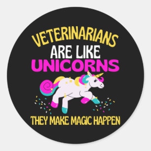 Dierenartsen Unicorn, Magical Unicorn Vet Animal Ronde Sticker