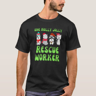 Dierenasiel medewerker aait Kerst hond kat asiel T-shirt
