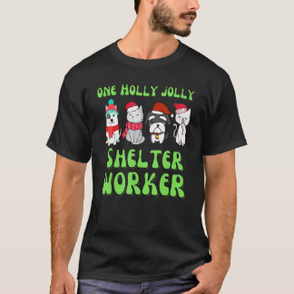 Dierenasiel medewerker Kerst hond kat asiel re T-shirt