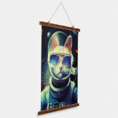 Dierenastronaut Space walk, Universe, cat Hangend Wandkleed (Gebogen)