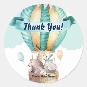 Dierenavontuur Waterverf Boho Baby Shower Favor Ronde Sticker