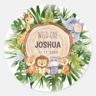 Dierenbaby's in de dierentuin ronde sticker