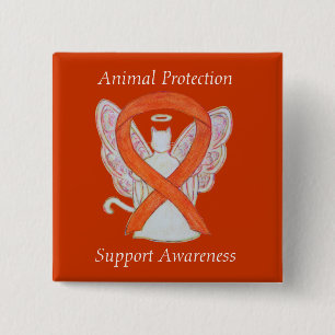 Dierenbescherming Sinaasappel Kat engel Kunst Pin Vierkante Button 5,1 Cm