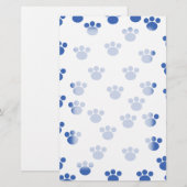 Dierenbeschermpringspatroon. Blauw en wit. Briefpapier (Voorkant / Achterkant)