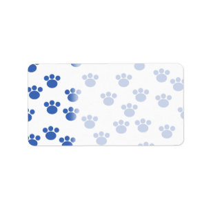 Dierenbeschermpringspatroon. Blauw en wit. Etiket