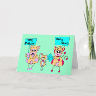 Dierendemonstranten, fijne verjaardag!, kaart