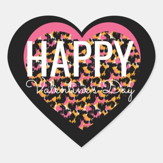 Dierendruk Hart Valentijnsdag Sticker (Voorkant)