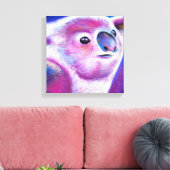Dierengezichtskunst van Bright paarse Koala Canvas Afdruk (Insitu (Woonkamer))