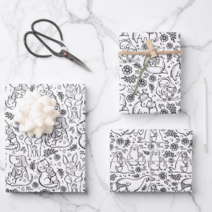 Dierenhandschoen liefdespakpapier set van 3 inpakpapier vel