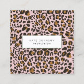 Dierenhuid Luipaard Afdrukpatroon Roze QR-code Vierkante Visitekaartje (Voorkant)