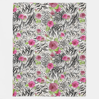 Dierenhuidprint en rozen fleece deken