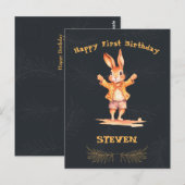 Dierenkaarten eerste verjaardag briefkaart (Voorkant / Achterkant)