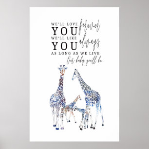 Dierenkinderkamer poster, Safari thema, Giraffe Fa Poster