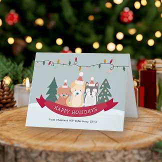 Dierenkliniek huisdier bedrijf Kerstmis Feestdagen Kaart