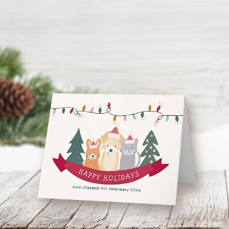 Dierenkliniek Huisdieren Bedrijf Kerstmis Feestdagen Kaart