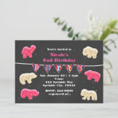 Dierenkoekjes verjaardagsfeest strooibiljetten kaart (Staand voorkant)