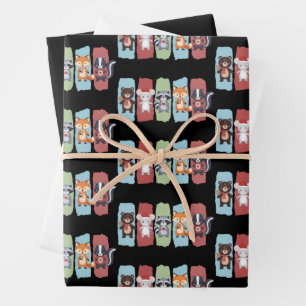 Dierenliefhebber Kerst Wasbeer Egel Winter  Inpakpapier Vel