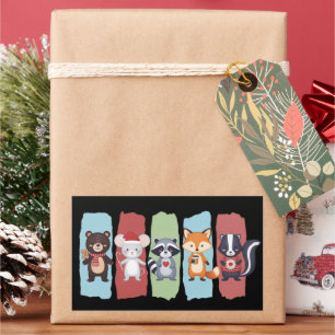 Dierenliefhebber Kerst Wasbeer Opossum Winter Rechthoekige Sticker
