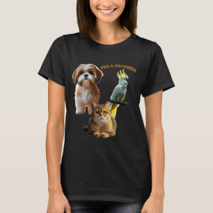 Dierenliefhebber van bont en veren hond, kat en vo t-shirt
