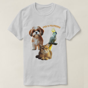 Dierenliefhebber van bont en veren hond, kat en vo t-shirt