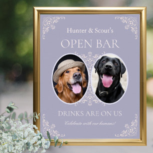 Dierenliefhebbers Frans Lila Trouwen Open Bar Sign Poster