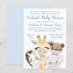 Dierenmasker Drive By Covid Baby Shower Kaart